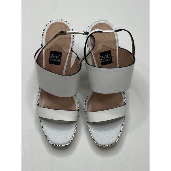 ZAC POSEN Virginia Heel Platform Sandals White Black Women's Cushioned NEW - Picture 3 of 9